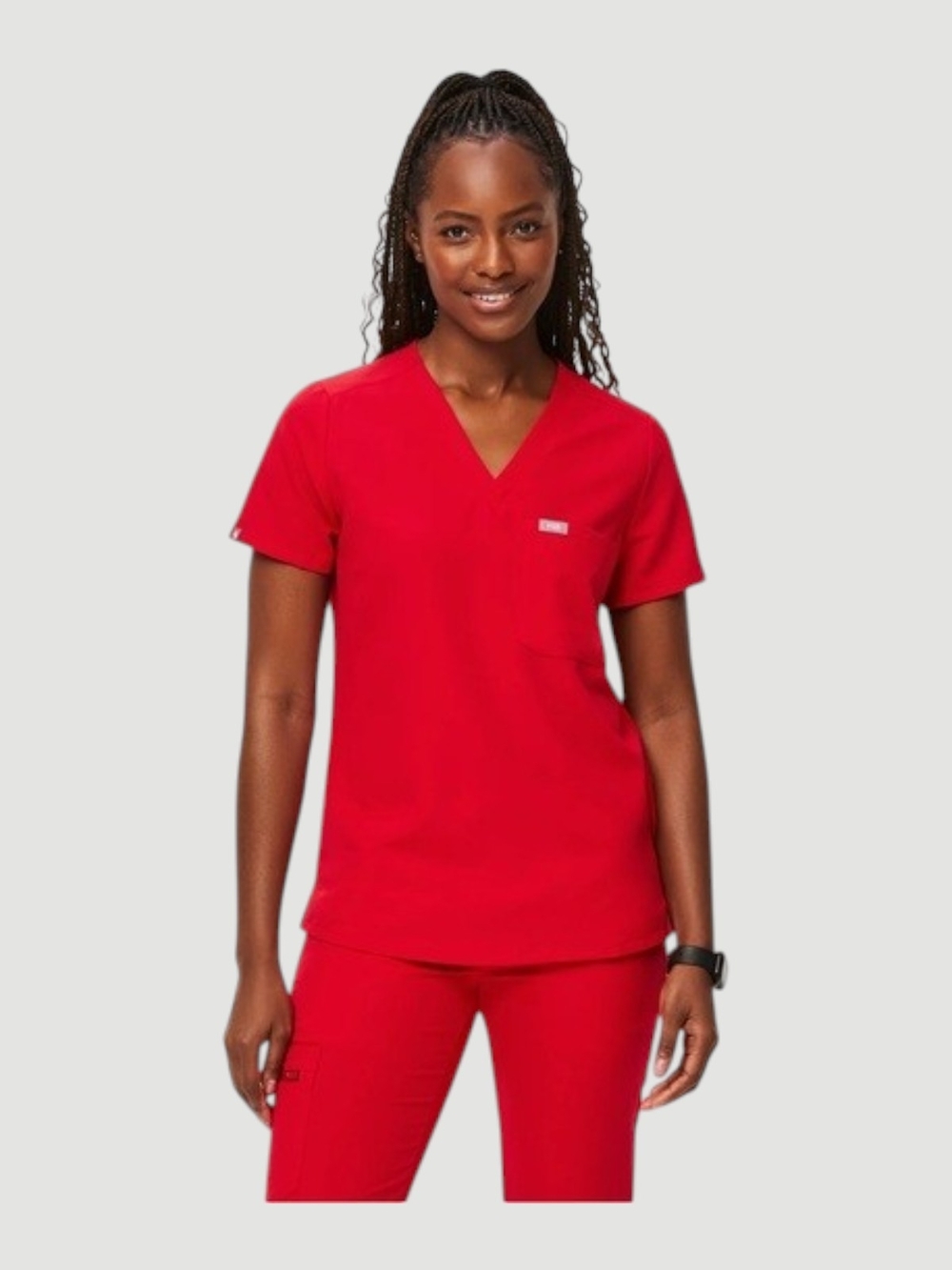 Figs Pop Red Catarina Scrub Top